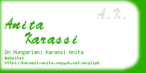 anita karassi business card